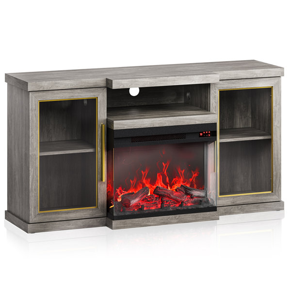 Latitude Run® 57'' W Storage Credenza with Electric Fireplace Included